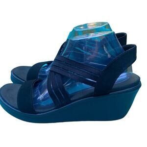 SKECHER'S "Cali" Women's Wedge Sandals, Black, Criss-Cross Strap, Size 11